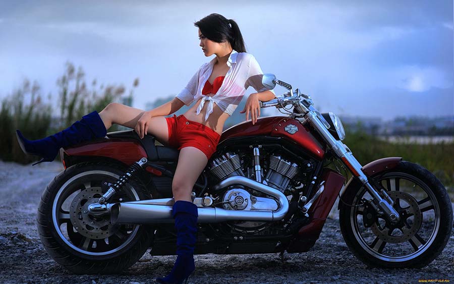 Beautiful girls and motorcycles in Dubai